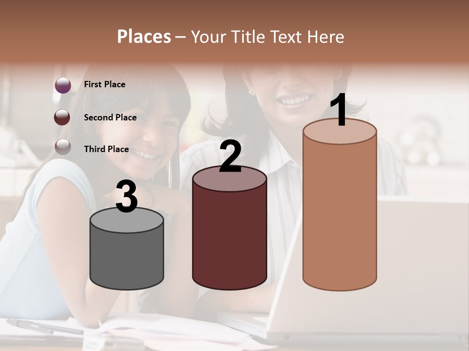 A Woman And A Girl Sitting In Front Of A Laptop Computer PowerPoint Template