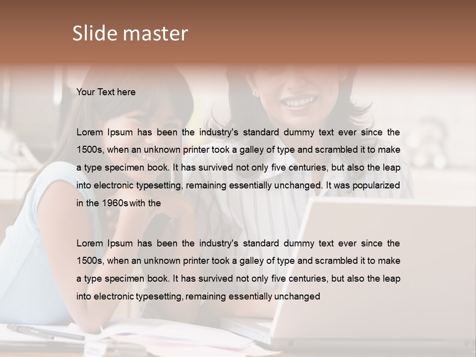 A Woman And A Girl Sitting In Front Of A Laptop Computer PowerPoint Template