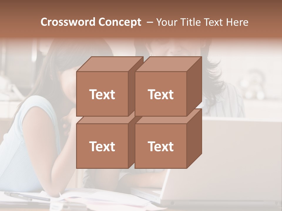 A Woman And A Girl Sitting In Front Of A Laptop Computer PowerPoint Template