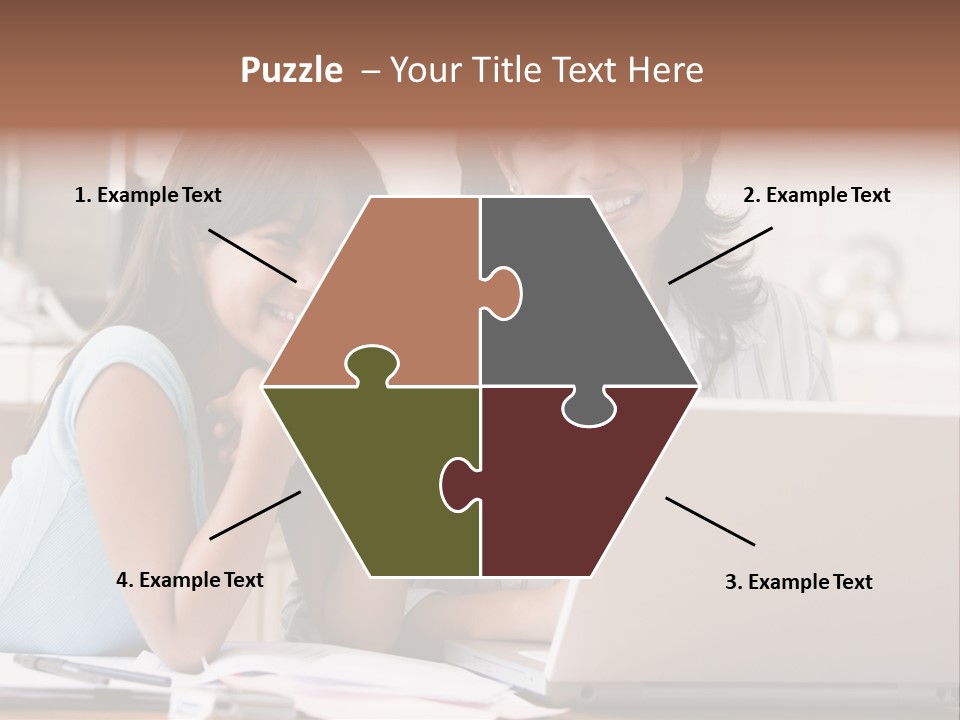 A Woman And A Girl Sitting In Front Of A Laptop Computer PowerPoint Template