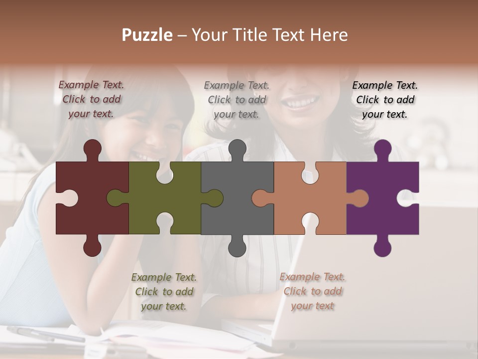 A Woman And A Girl Sitting In Front Of A Laptop Computer PowerPoint Template