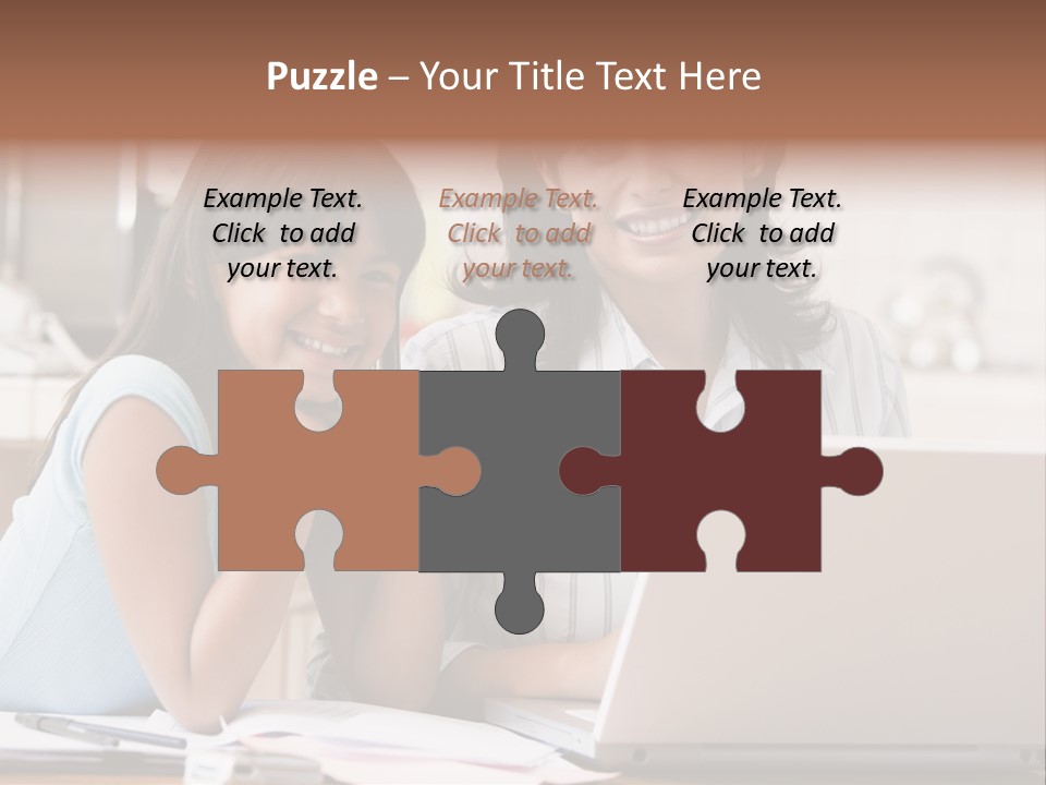 A Woman And A Girl Sitting In Front Of A Laptop Computer PowerPoint Template