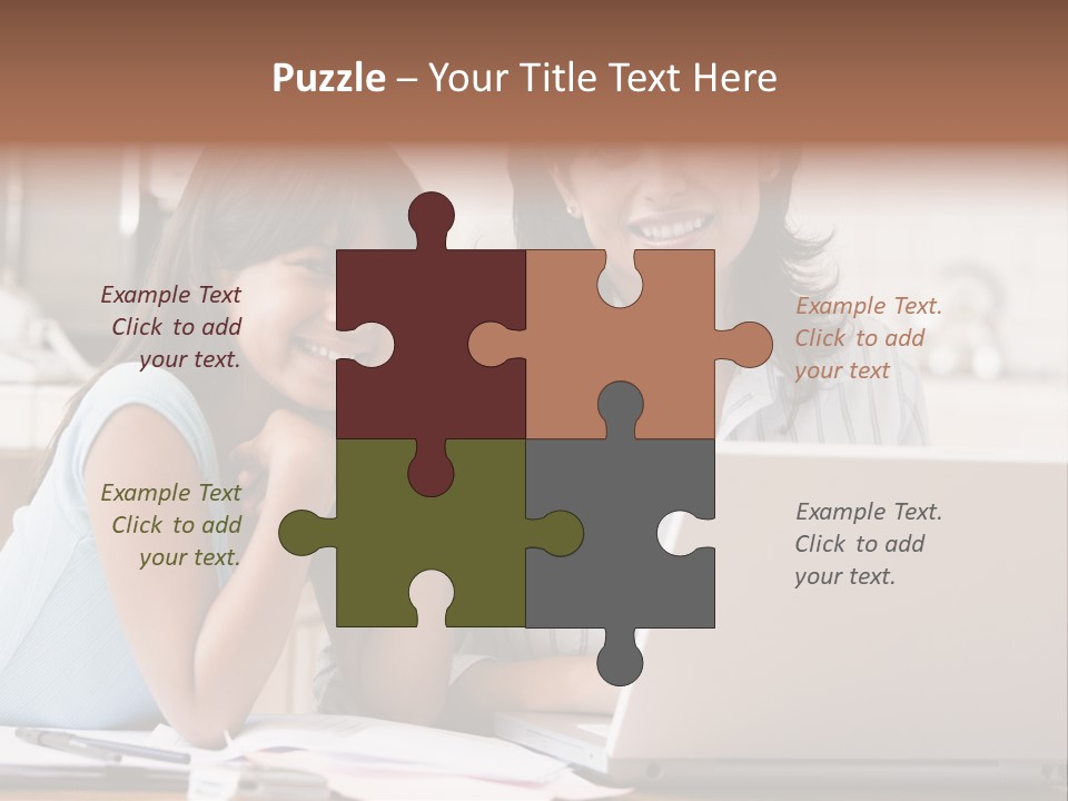 A Woman And A Girl Sitting In Front Of A Laptop Computer PowerPoint Template