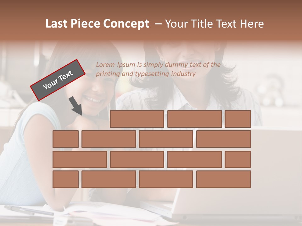 A Woman And A Girl Sitting In Front Of A Laptop Computer PowerPoint Template