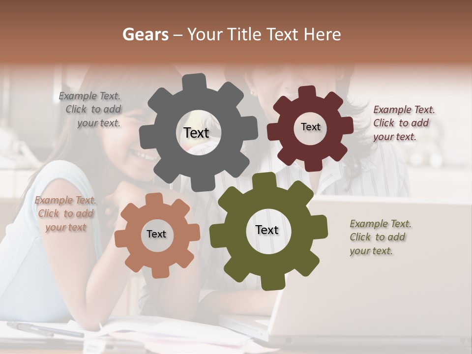 A Woman And A Girl Sitting In Front Of A Laptop Computer PowerPoint Template