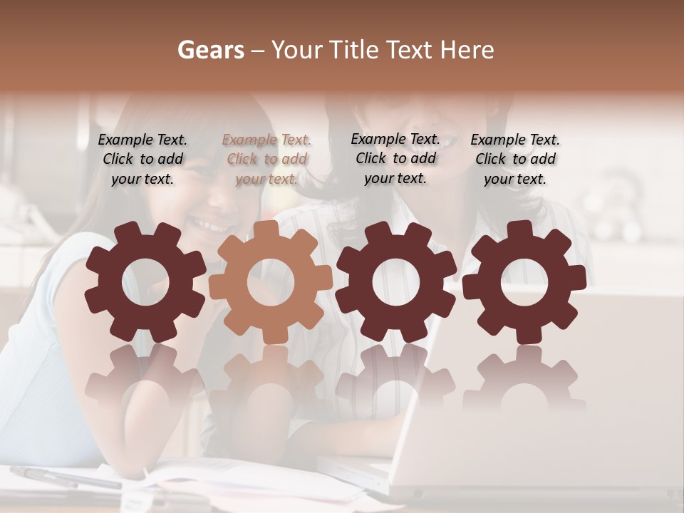 A Woman And A Girl Sitting In Front Of A Laptop Computer PowerPoint Template