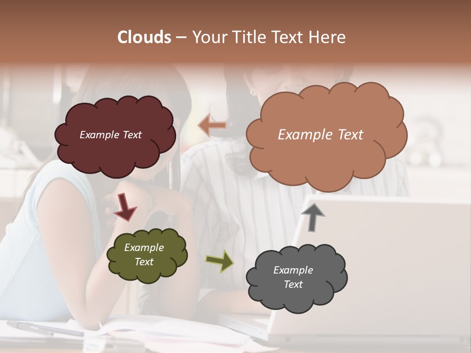 A Woman And A Girl Sitting In Front Of A Laptop Computer PowerPoint Template