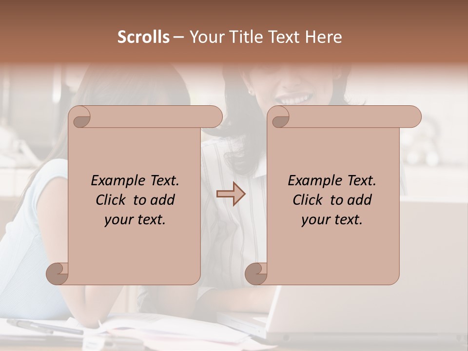 A Woman And A Girl Sitting In Front Of A Laptop Computer PowerPoint Template