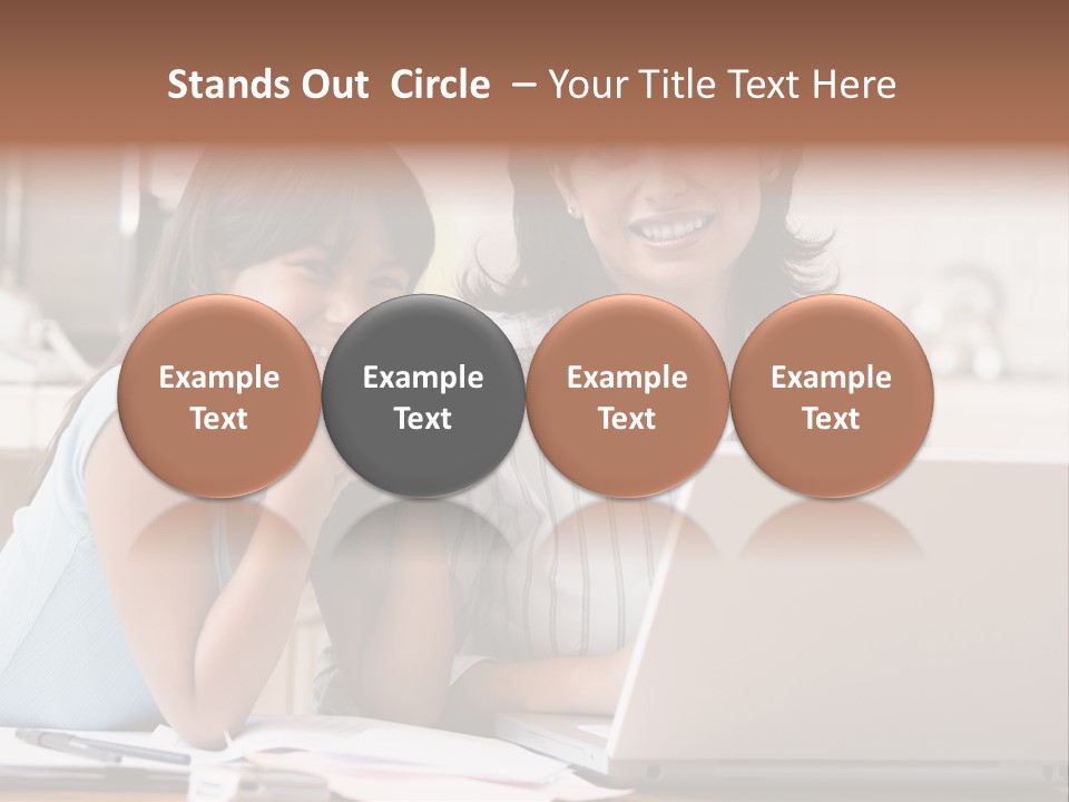 A Woman And A Girl Sitting In Front Of A Laptop Computer PowerPoint Template