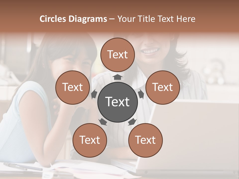 A Woman And A Girl Sitting In Front Of A Laptop Computer PowerPoint Template