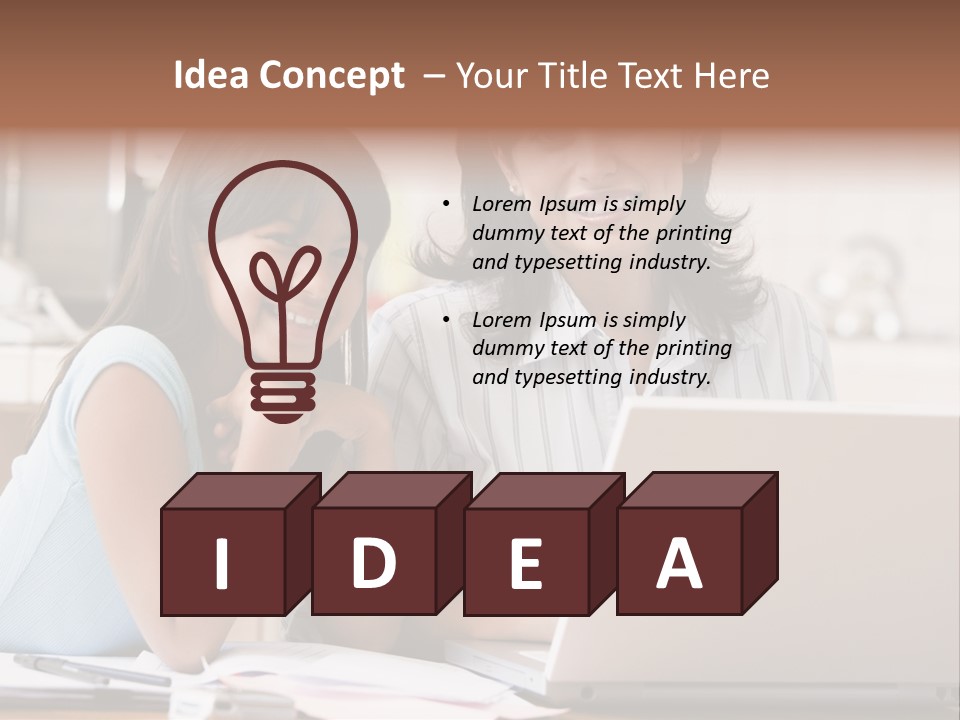 A Woman And A Girl Sitting In Front Of A Laptop Computer PowerPoint Template