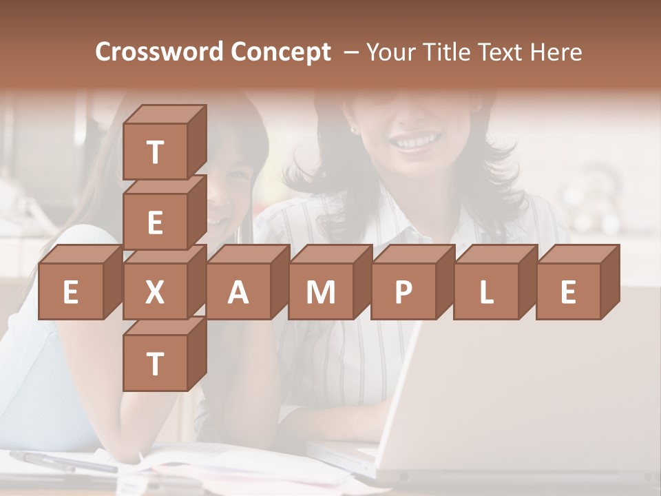 A Woman And A Girl Sitting In Front Of A Laptop Computer PowerPoint Template