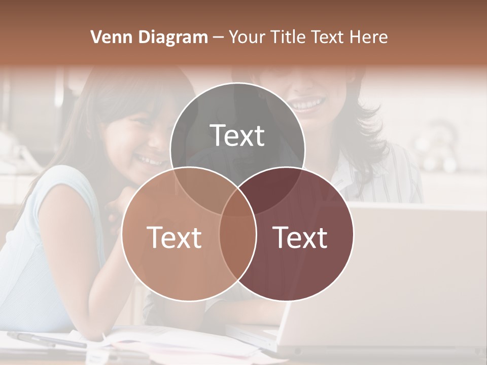 A Woman And A Girl Sitting In Front Of A Laptop Computer PowerPoint Template