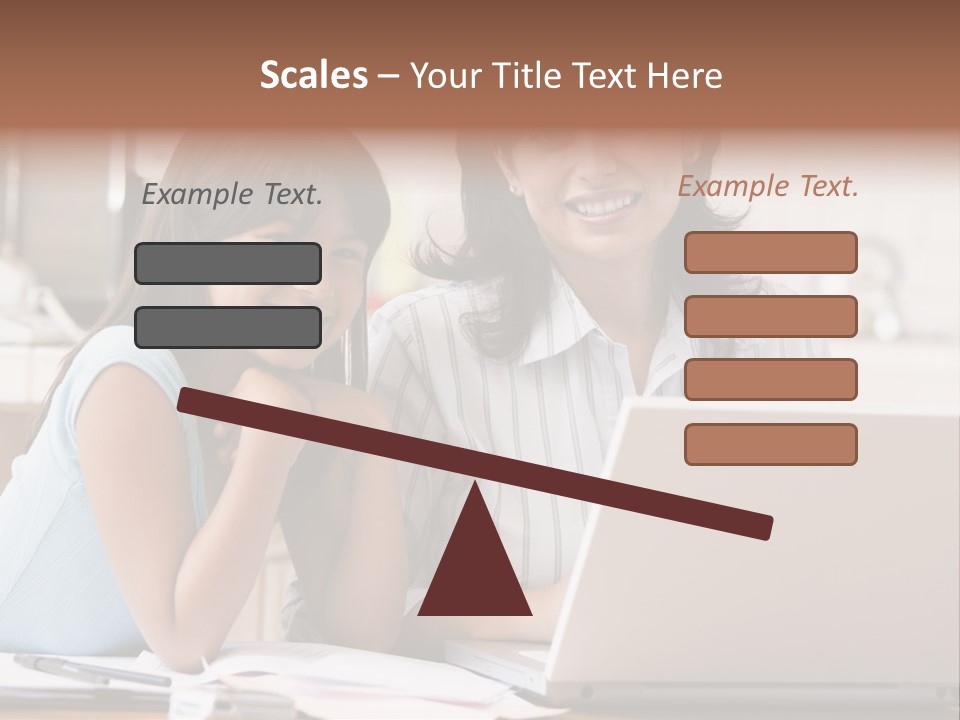 A Woman And A Girl Sitting In Front Of A Laptop Computer PowerPoint Template