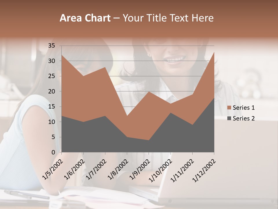 A Woman And A Girl Sitting In Front Of A Laptop Computer PowerPoint Template
