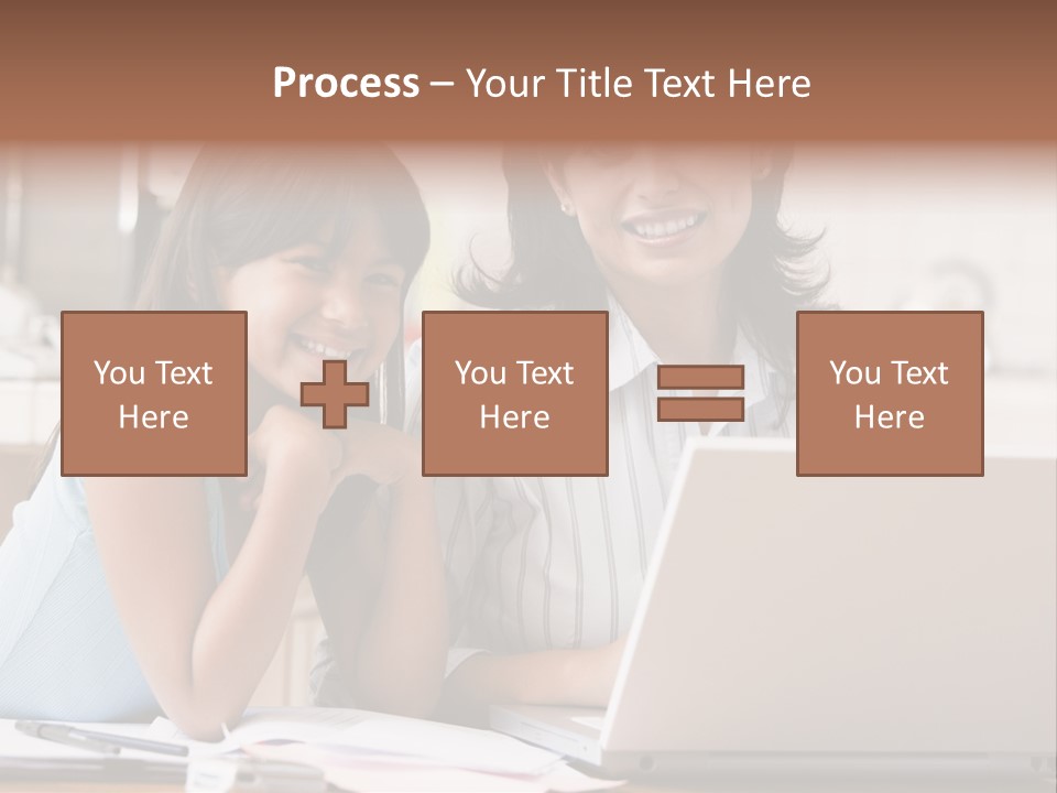A Woman And A Girl Sitting In Front Of A Laptop Computer PowerPoint Template