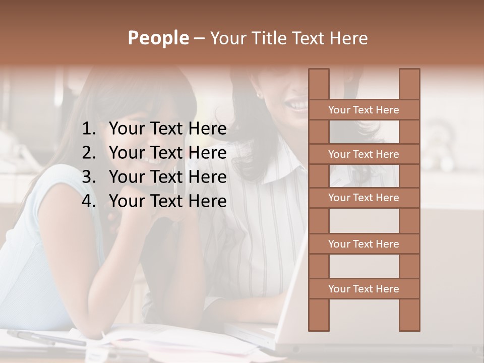 A Woman And A Girl Sitting In Front Of A Laptop Computer PowerPoint Template