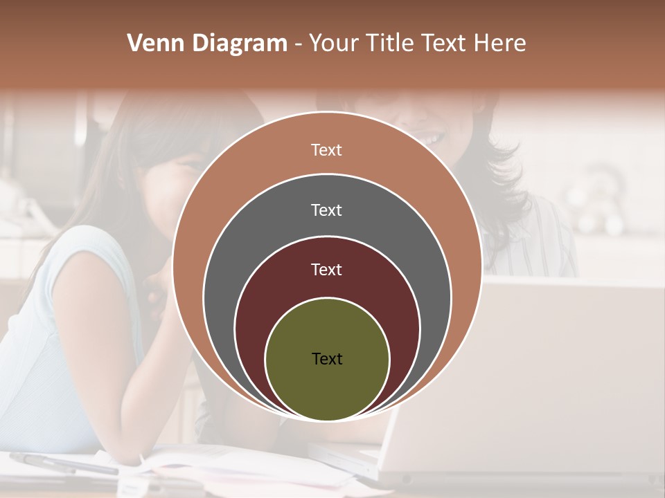 A Woman And A Girl Sitting In Front Of A Laptop Computer PowerPoint Template