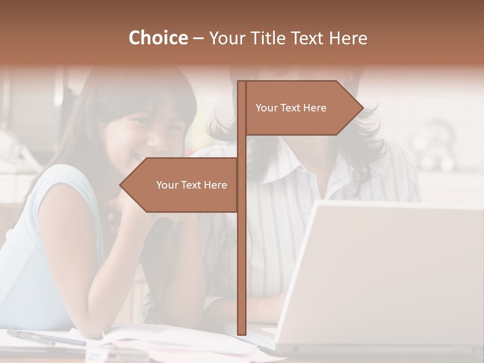 A Woman And A Girl Sitting In Front Of A Laptop Computer PowerPoint Template