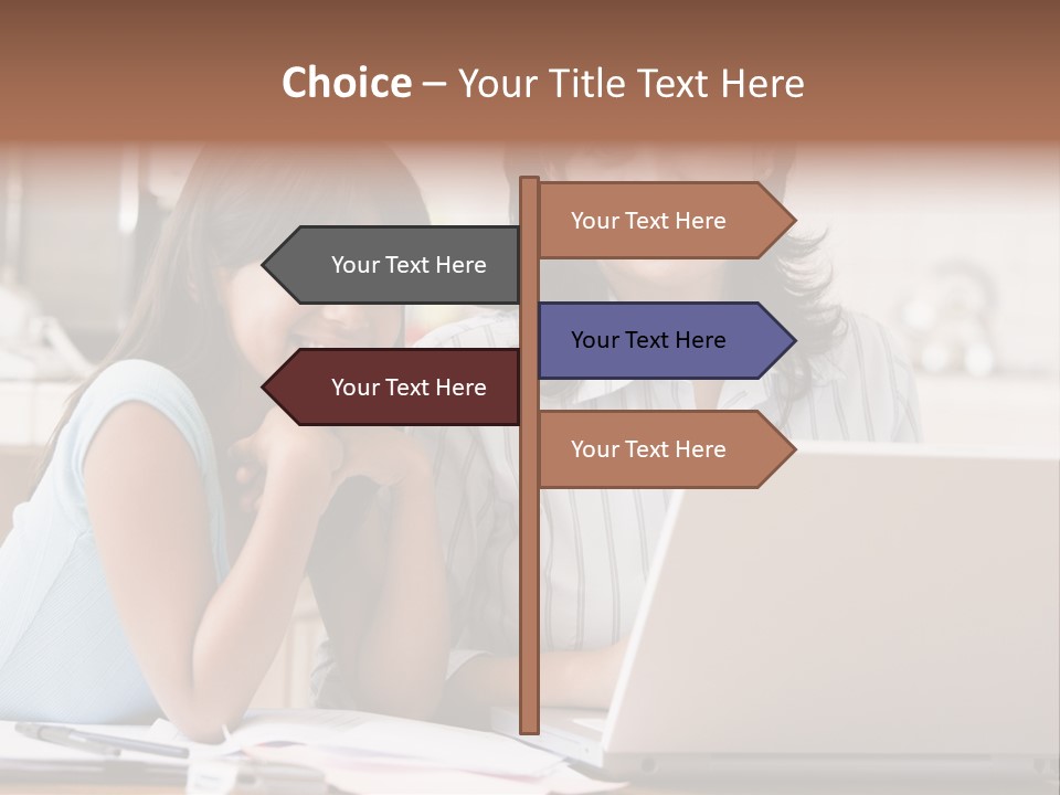A Woman And A Girl Sitting In Front Of A Laptop Computer PowerPoint Template