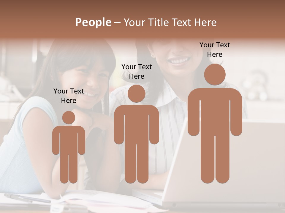 A Woman And A Girl Sitting In Front Of A Laptop Computer PowerPoint Template