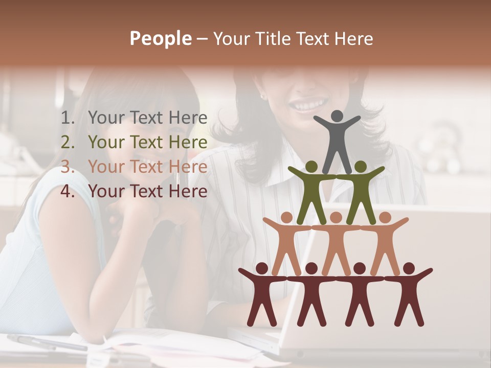 A Woman And A Girl Sitting In Front Of A Laptop Computer PowerPoint Template