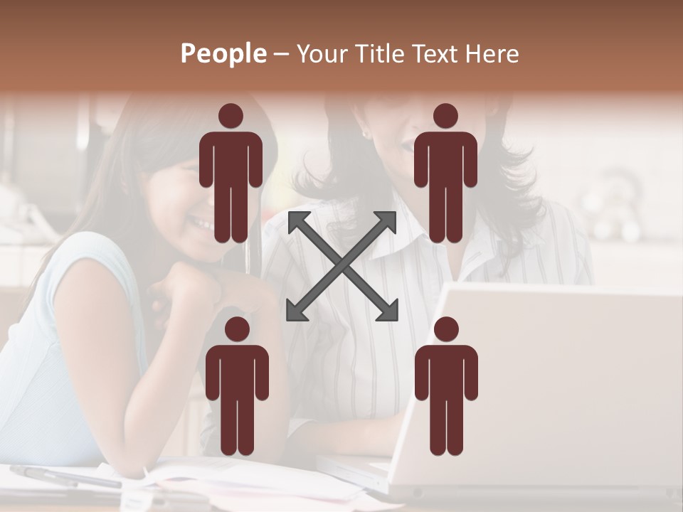 A Woman And A Girl Sitting In Front Of A Laptop Computer PowerPoint Template