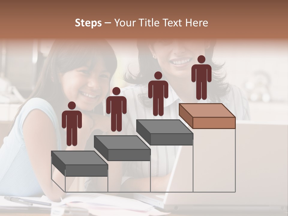 A Woman And A Girl Sitting In Front Of A Laptop Computer PowerPoint Template