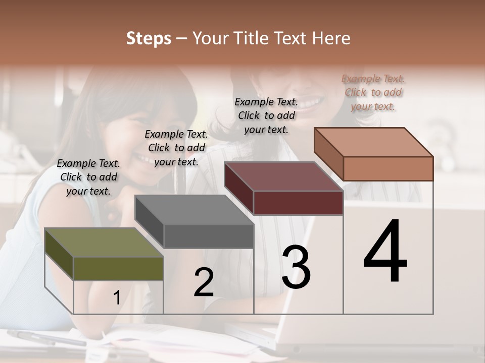 A Woman And A Girl Sitting In Front Of A Laptop Computer PowerPoint Template