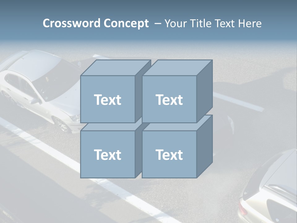 A Small Shunt On The Freeway (Motorway, Autoroute, Autobahn) A Few Seconds After It Happened. Smoke Is Coming From Under The Bonnet Of The Black Car. Motion Blur On The Passenger Fleeing In Panic. PowerPoint Template