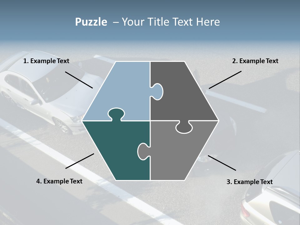 A Small Shunt On The Freeway (Motorway, Autoroute, Autobahn) A Few Seconds After It Happened. Smoke Is Coming From Under The Bonnet Of The Black Car. Motion Blur On The Passenger Fleeing In Panic. PowerPoint Template