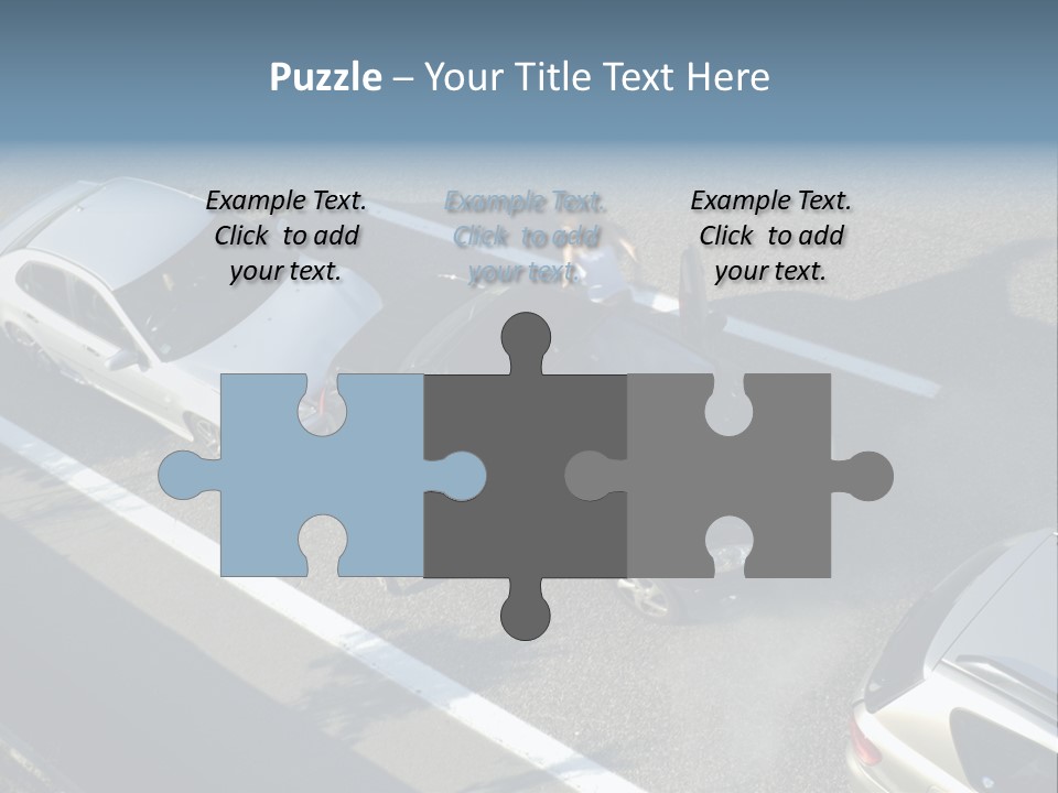 A Small Shunt On The Freeway (Motorway, Autoroute, Autobahn) A Few Seconds After It Happened. Smoke Is Coming From Under The Bonnet Of The Black Car. Motion Blur On The Passenger Fleeing In Panic. PowerPoint Template