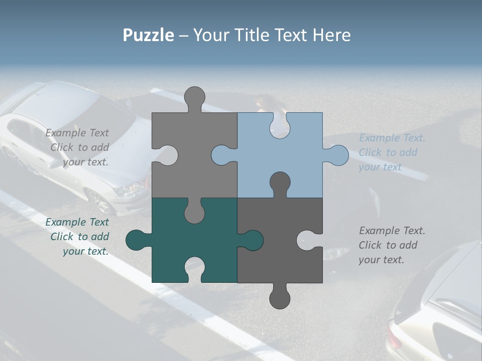 A Small Shunt On The Freeway (Motorway, Autoroute, Autobahn) A Few Seconds After It Happened. Smoke Is Coming From Under The Bonnet Of The Black Car. Motion Blur On The Passenger Fleeing In Panic. PowerPoint Template