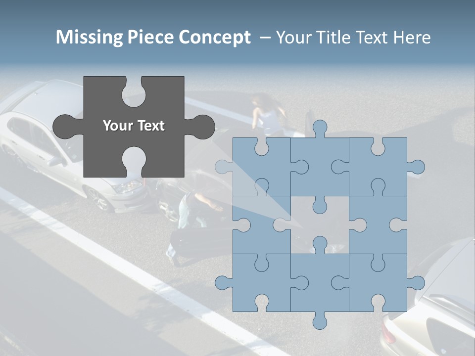 A Small Shunt On The Freeway (Motorway, Autoroute, Autobahn) A Few Seconds After It Happened. Smoke Is Coming From Under The Bonnet Of The Black Car. Motion Blur On The Passenger Fleeing In Panic. PowerPoint Template