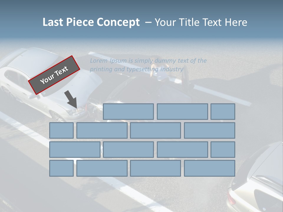 A Small Shunt On The Freeway (Motorway, Autoroute, Autobahn) A Few Seconds After It Happened. Smoke Is Coming From Under The Bonnet Of The Black Car. Motion Blur On The Passenger Fleeing In Panic. PowerPoint Template