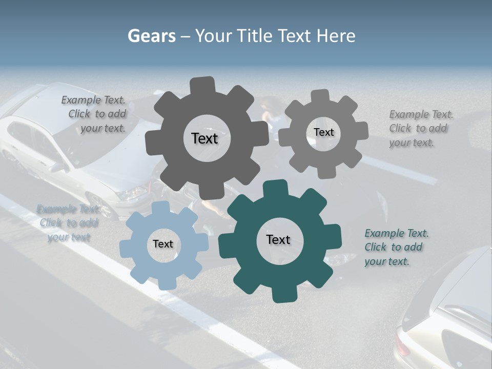 A Small Shunt On The Freeway (Motorway, Autoroute, Autobahn) A Few Seconds After It Happened. Smoke Is Coming From Under The Bonnet Of The Black Car. Motion Blur On The Passenger Fleeing In Panic. PowerPoint Template