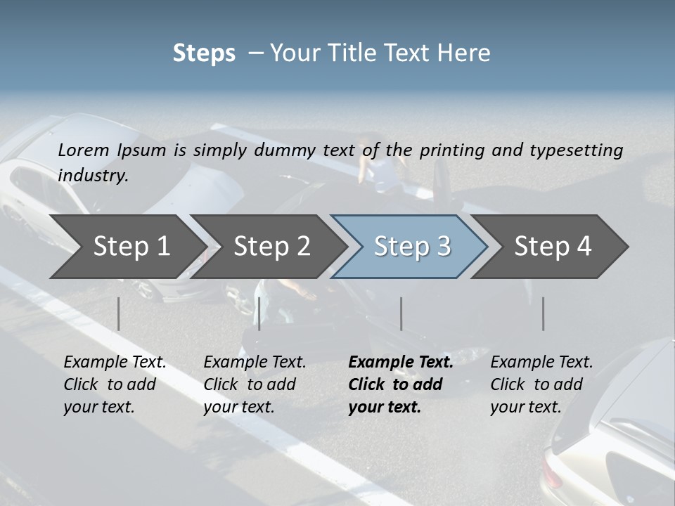 A Small Shunt On The Freeway (Motorway, Autoroute, Autobahn) A Few Seconds After It Happened. Smoke Is Coming From Under The Bonnet Of The Black Car. Motion Blur On The Passenger Fleeing In Panic. PowerPoint Template