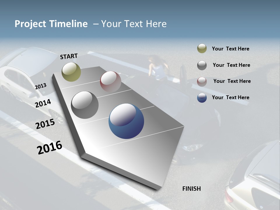 A Small Shunt On The Freeway (Motorway, Autoroute, Autobahn) A Few Seconds After It Happened. Smoke Is Coming From Under The Bonnet Of The Black Car. Motion Blur On The Passenger Fleeing In Panic. PowerPoint Template