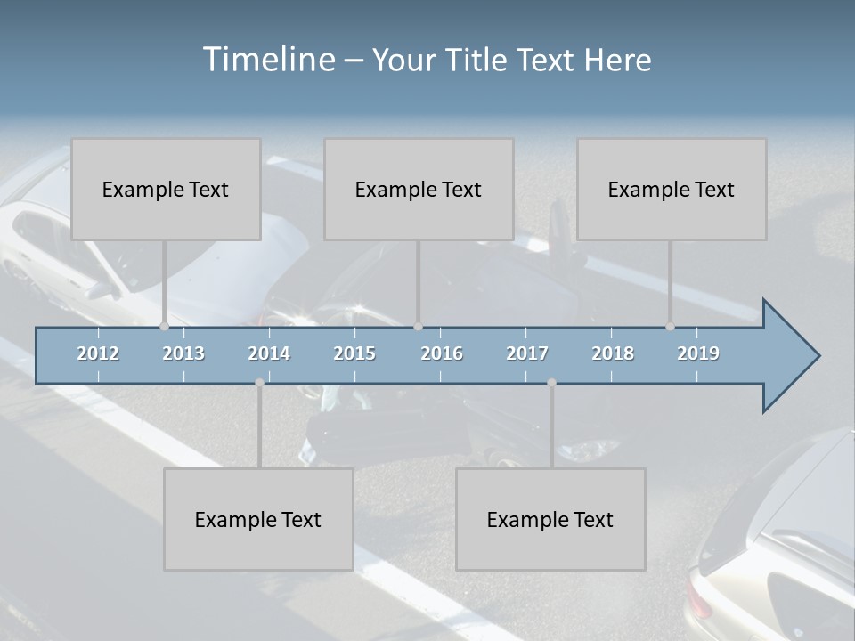 A Small Shunt On The Freeway (Motorway, Autoroute, Autobahn) A Few Seconds After It Happened. Smoke Is Coming From Under The Bonnet Of The Black Car. Motion Blur On The Passenger Fleeing In Panic. PowerPoint Template