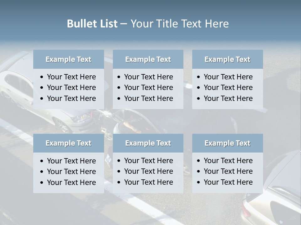 A Small Shunt On The Freeway (Motorway, Autoroute, Autobahn) A Few Seconds After It Happened. Smoke Is Coming From Under The Bonnet Of The Black Car. Motion Blur On The Passenger Fleeing In Panic. PowerPoint Template