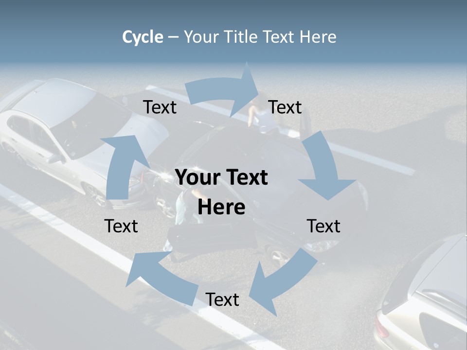A Small Shunt On The Freeway (Motorway, Autoroute, Autobahn) A Few Seconds After It Happened. Smoke Is Coming From Under The Bonnet Of The Black Car. Motion Blur On The Passenger Fleeing In Panic. PowerPoint Template
