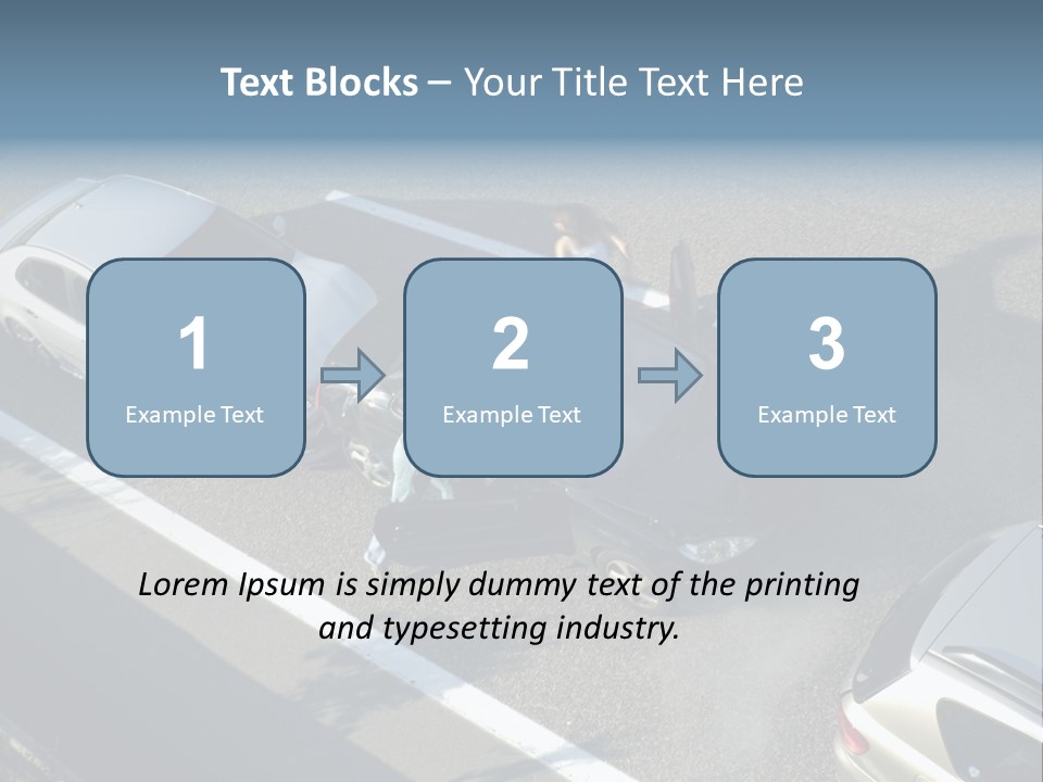 A Small Shunt On The Freeway (Motorway, Autoroute, Autobahn) A Few Seconds After It Happened. Smoke Is Coming From Under The Bonnet Of The Black Car. Motion Blur On The Passenger Fleeing In Panic. PowerPoint Template