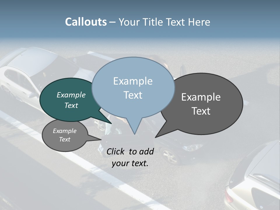 A Small Shunt On The Freeway (Motorway, Autoroute, Autobahn) A Few Seconds After It Happened. Smoke Is Coming From Under The Bonnet Of The Black Car. Motion Blur On The Passenger Fleeing In Panic. PowerPoint Template