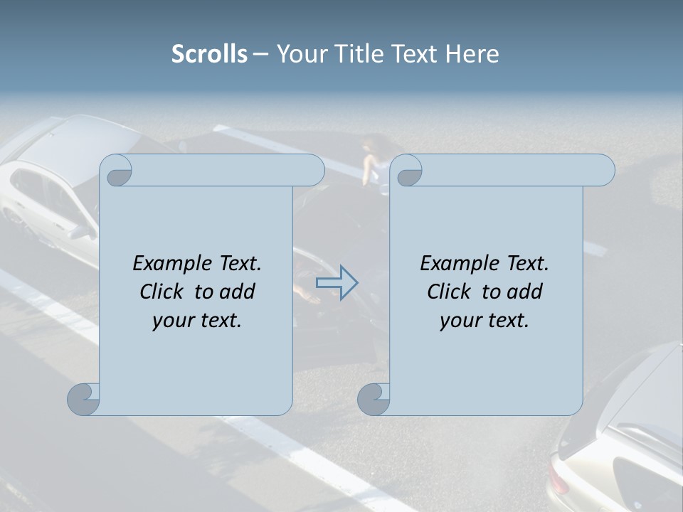 A Small Shunt On The Freeway (Motorway, Autoroute, Autobahn) A Few Seconds After It Happened. Smoke Is Coming From Under The Bonnet Of The Black Car. Motion Blur On The Passenger Fleeing In Panic. PowerPoint Template