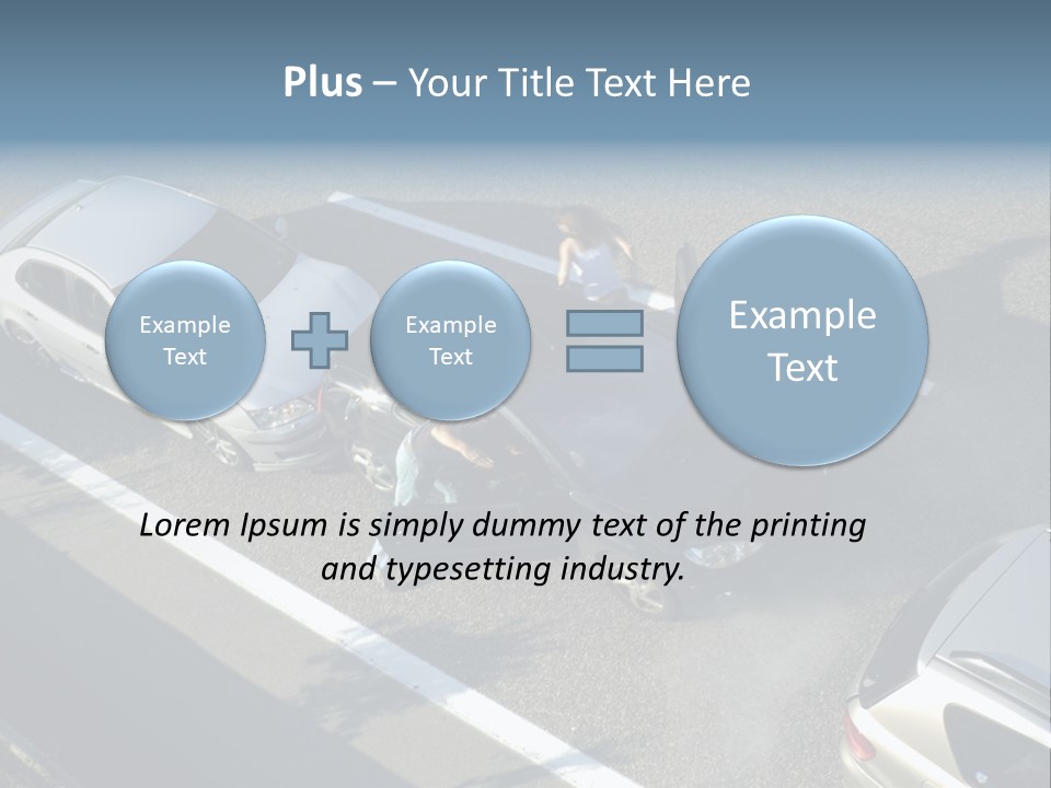 A Small Shunt On The Freeway (Motorway, Autoroute, Autobahn) A Few Seconds After It Happened. Smoke Is Coming From Under The Bonnet Of The Black Car. Motion Blur On The Passenger Fleeing In Panic. PowerPoint Template