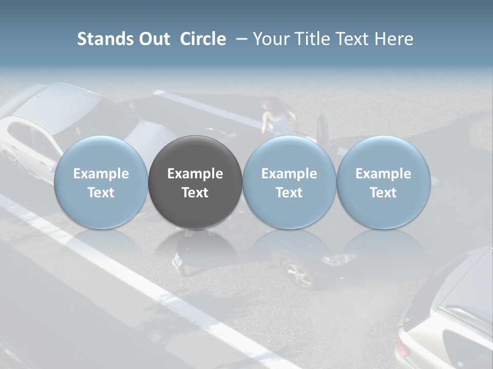 A Small Shunt On The Freeway (Motorway, Autoroute, Autobahn) A Few Seconds After It Happened. Smoke Is Coming From Under The Bonnet Of The Black Car. Motion Blur On The Passenger Fleeing In Panic. PowerPoint Template