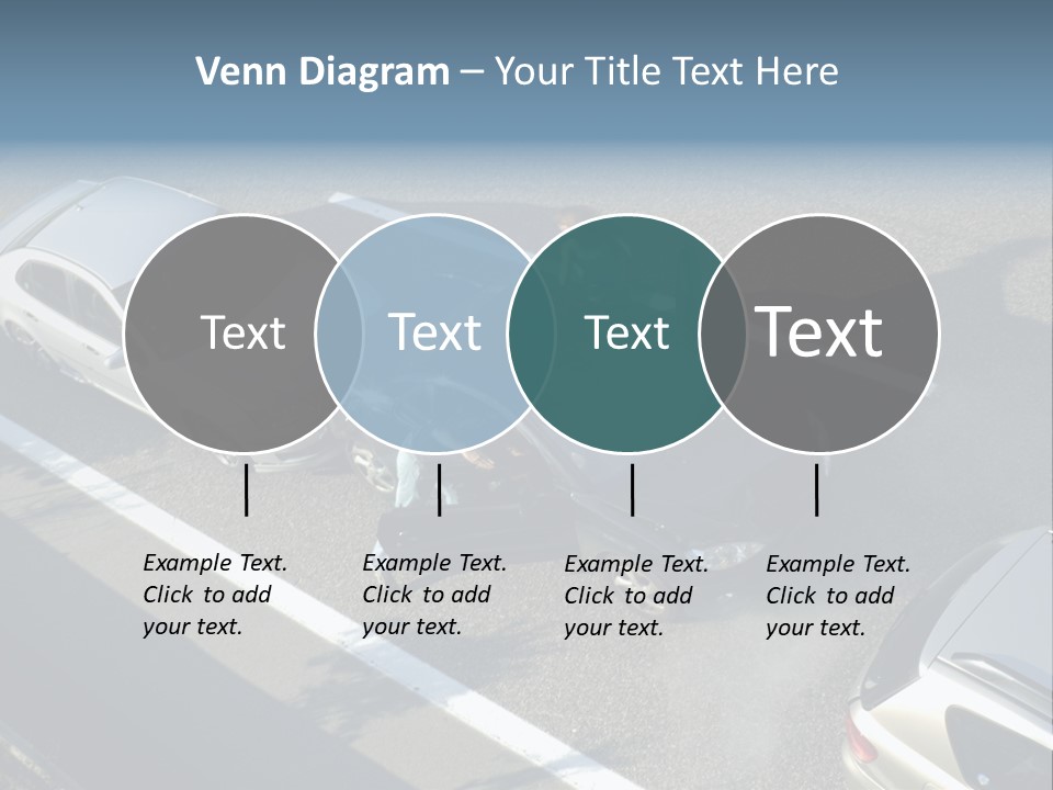A Small Shunt On The Freeway (Motorway, Autoroute, Autobahn) A Few Seconds After It Happened. Smoke Is Coming From Under The Bonnet Of The Black Car. Motion Blur On The Passenger Fleeing In Panic. PowerPoint Template