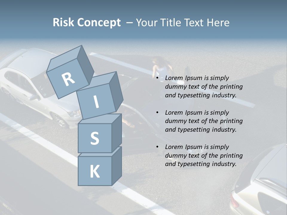 A Small Shunt On The Freeway (Motorway, Autoroute, Autobahn) A Few Seconds After It Happened. Smoke Is Coming From Under The Bonnet Of The Black Car. Motion Blur On The Passenger Fleeing In Panic. PowerPoint Template
