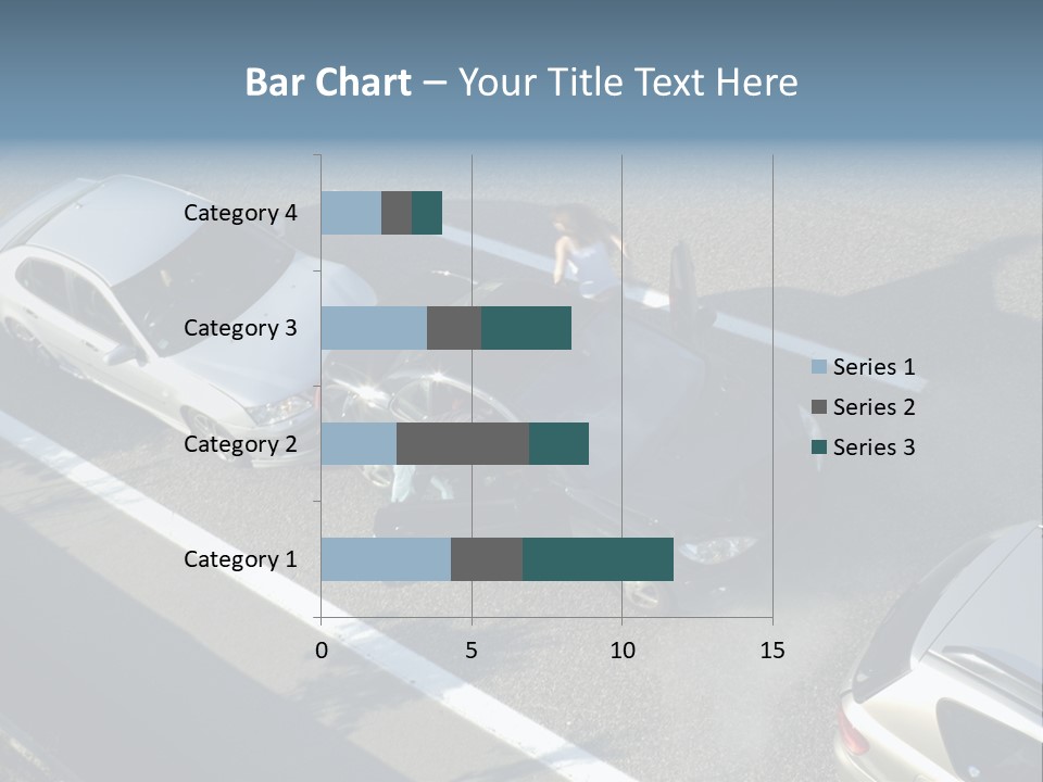 A Small Shunt On The Freeway (Motorway, Autoroute, Autobahn) A Few Seconds After It Happened. Smoke Is Coming From Under The Bonnet Of The Black Car. Motion Blur On The Passenger Fleeing In Panic. PowerPoint Template