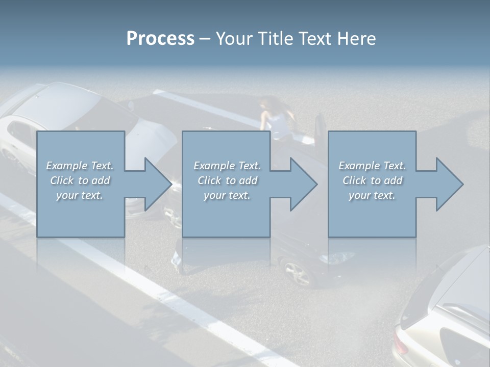 A Small Shunt On The Freeway (Motorway, Autoroute, Autobahn) A Few Seconds After It Happened. Smoke Is Coming From Under The Bonnet Of The Black Car. Motion Blur On The Passenger Fleeing In Panic. PowerPoint Template